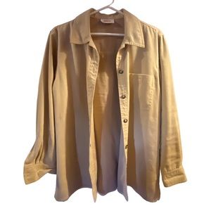 Talbots Petite Women’s Suede Button Down Shirt in Tan color/size L